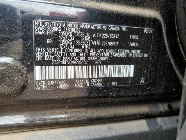 2T3P1RFV0NW286132 - 2022 TOYOTA RAV4 XLE BLACK photo 12