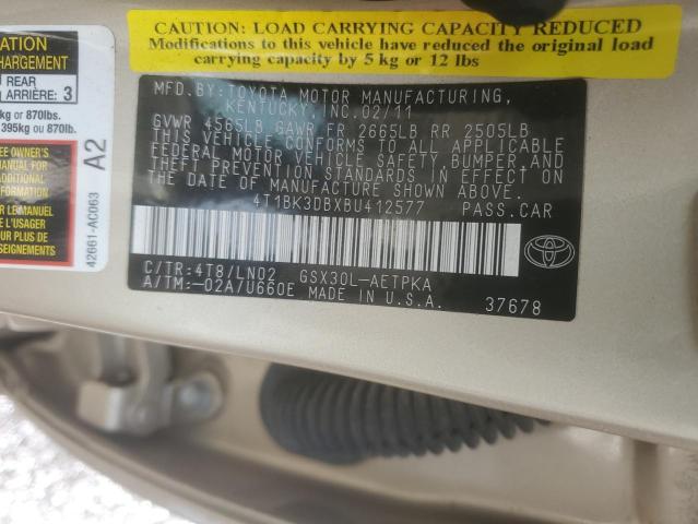 4T1BK3DBXBU412577 - 2011 TOYOTA AVALON BASE TAN photo 12