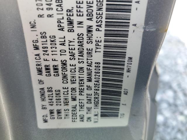 1HGCR3F82EA026068 - 2014 HONDA ACCORD EXL SILVER photo 12