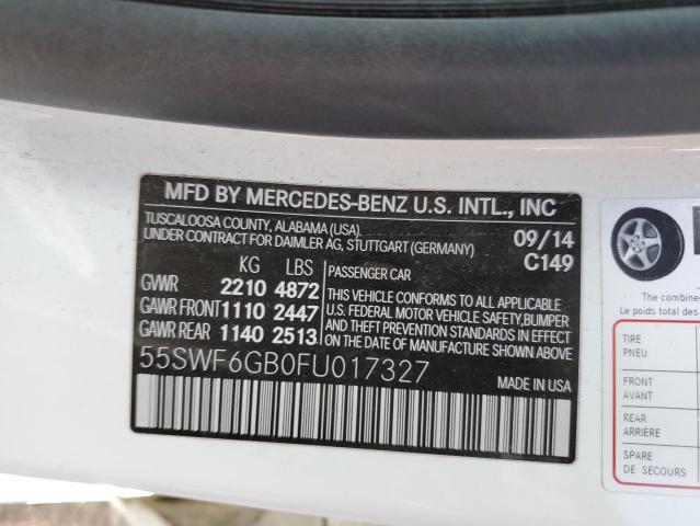 55SWF6GB0FU017327 - 2015 MERCEDES-BENZ C 400 4MATIC WHITE photo 12