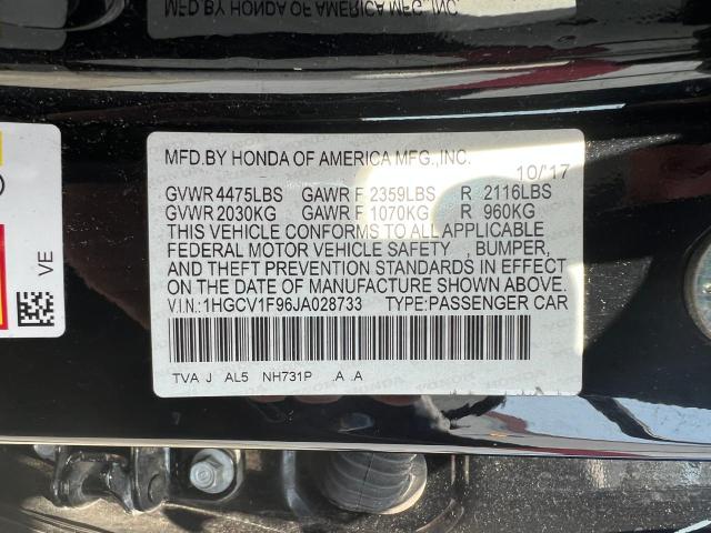 1HGCV1F96JA028733 - 2018 HONDA ACCORD TOURING BLACK photo 10