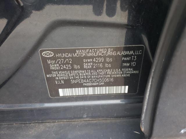 5NPEB4AC7CH500616 - 2012 HYUNDAI SONATA GLS BLUE photo 12