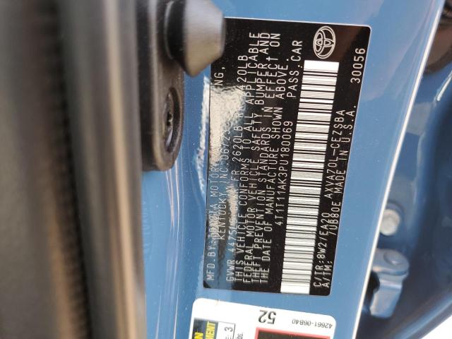 4T1T11AK3PU180069 - 2023 TOYOTA CAMRY SE NIGHT SHADE BLUE photo 12