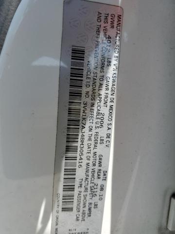 3VW1K7AJ4BM305416 - 2011 VOLKSWAGEN JETTA BASE 白色 照片 12