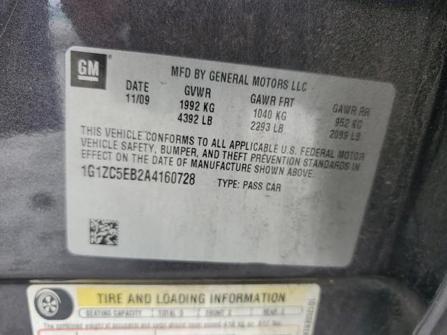 1G1ZC5EB2A4160728 - 2010 CHEVROLET MALIBU 1LT 石墨色 照片 12