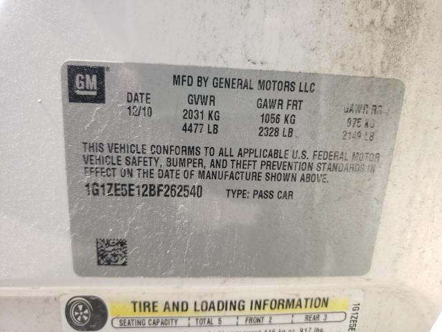 1G1ZE5E12BF262540 - 2011 CHEVROLET MALIBU LTZ თეთრი ფოტო 12