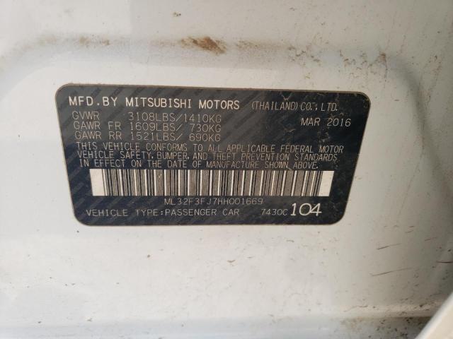 ML32F3FJ7HH001669 - 2017 MITSUBISHI MIRAGE G4 ES WHITE photo 12