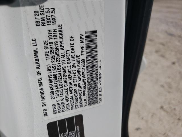 5FNRL6H91MB019300 - 2021 HONDA ODYSSEY ELITE Սպիտակ լուսանկար 12