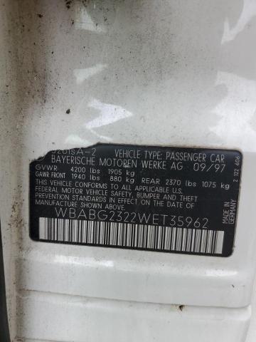 WBABG2322WET35962 - 1998 BMW 328 IS AUTOMATIC WHITE photo 12