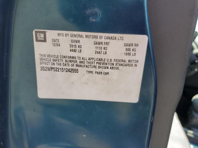 2G2WP522151242555 - 2005 PONTIAC GRAND PRIX 青色 照片 12