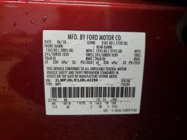 2LMPJ8LR3JBL42286 - 2018 LINCOLN MKX RESERVE Qırmızı foto 13