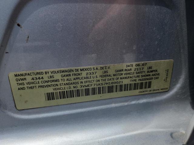 3VWEF71K57M189021 - 2007 VOLKSWAGEN JETTA WOLFSBURG 银色 照片 13