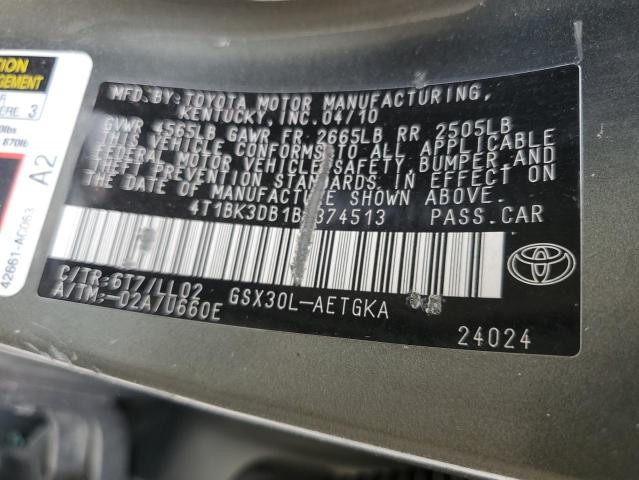 4T1BK3DB1BU374513 - 2011 TOYOTA AVALON BASE 灰色 照片 12