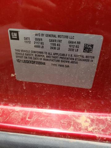 1G11J5SXXDF208844 - 2013 CHEVROLET MALIBU LTZ წითელი ფოტო 12