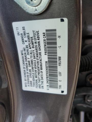 2HGFB2F93CH507336 - 2012 HONDA CIVIC EXL GRAY photo 12