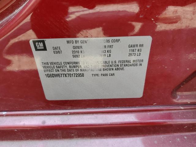 1G6DW677X70172958 - 2007 CADILLAC STS RED photo 12
