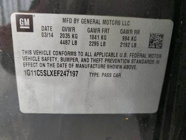 1G11C5SLXEF247197 - 2014 CHEVROLET MALIBU 1LT BLACK photo 12