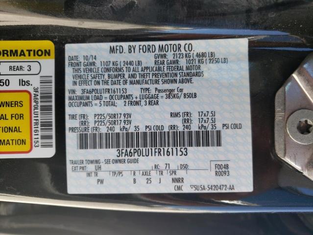 3FA6P0LU1FR161153 - 2015 FORD FUSION SE HYBRID BLACK photo 13