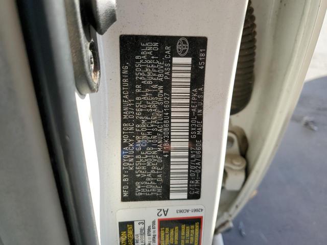 4T1BK3DB6BU416027 - 2011 TOYOTA AVALON BASE 白色 照片 12