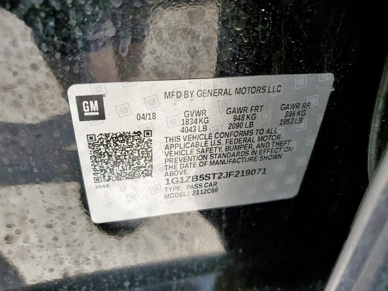 1G1ZB5ST2JF219071 - 2018 CHEVROLET MALIBU LS Սև լուսանկար 13