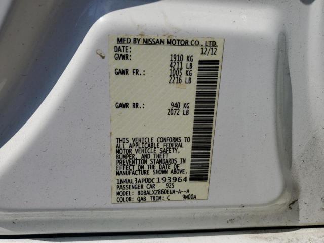 1N4AL3AP0DC193964 - 2013 NISSAN ALTIMA 2.5 WHITE photo 13