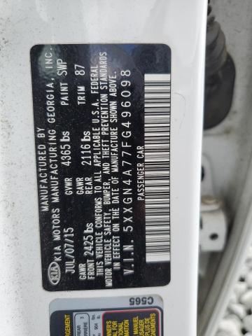 5XXGN4A77FG496098 - 2015 KIA OPTIMA EX WHITE photo 12