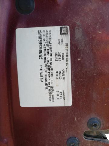 2G1WF55E129108123 - 2001 CHEVROLET IMPALA BURGUNDY photo 12