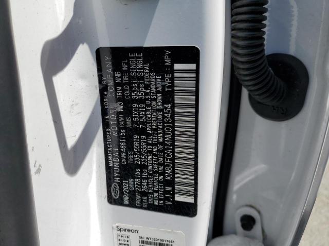 KM8JFCA14NU013454 - 2022 HYUNDAI TUCSON SEL CONVENIENCE WHITE photo 13