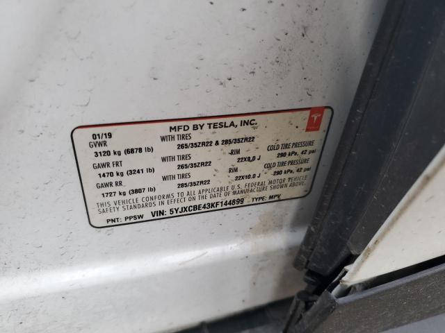 5YJXCBE43KF144899 - 2019 TESLA MODEL X Ақ фото 13