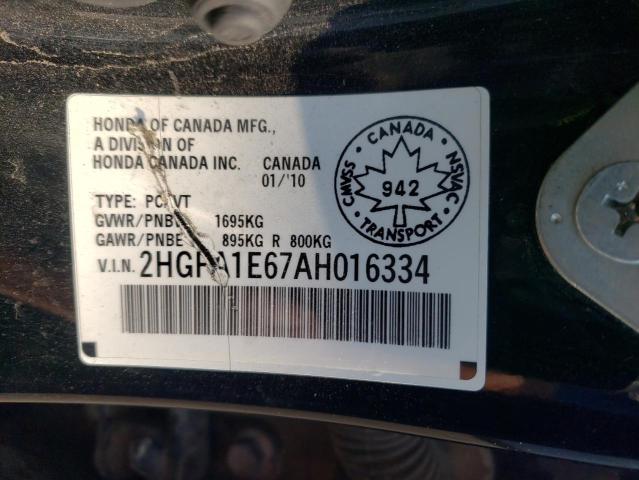 2HGFA1E67AH016334 - 2010 HONDA CIVIC LX-S Qara foto 12