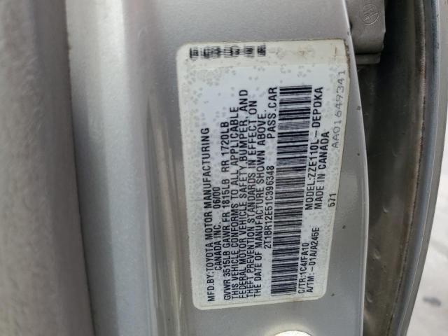 2T1BR12E51C396348 - 2001 TOYOTA COROLLA CE SILVER photo 12