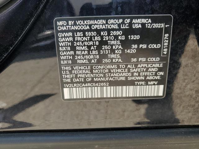 1V2LR2CA4RC542652 - 2024 VOLKSWAGEN ATLAS SE Черный фото 13