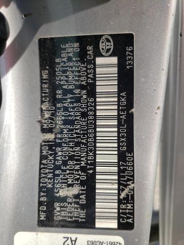 4T1BK3DB6BU388326 - 2011 TOYOTA AVALON BASE Gümüş foto 12