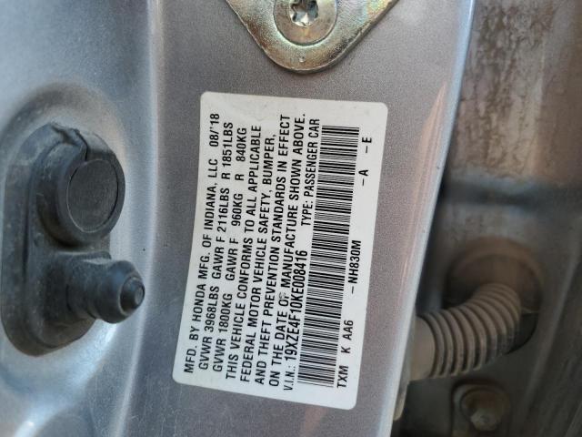 19XZE4F10KE008416 - 2019 HONDA INSIGHT LX SILVER photo 12