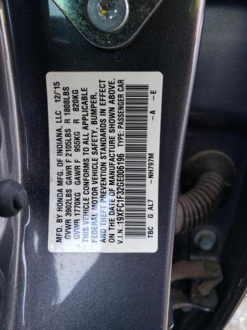 19XFC1F32GE006196 - 2016 HONDA CIVIC EX GRAY photo 12