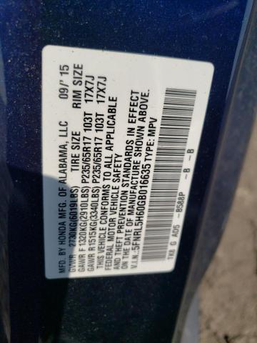 5FNRL5H60GB016635 - 2016 HONDA ODYSSEY EXL BLUE photo 13