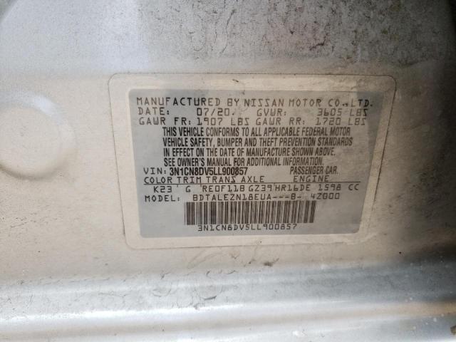 3N1CN8DV5LL900857 - 2020 NISSAN VERSA S SILVER photo 12