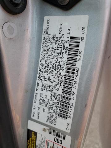 5TETX22N97Z442928 - 2007 TOYOTA TACOMA ACCESS CAB ვერცხლისფერი ფოტო 12