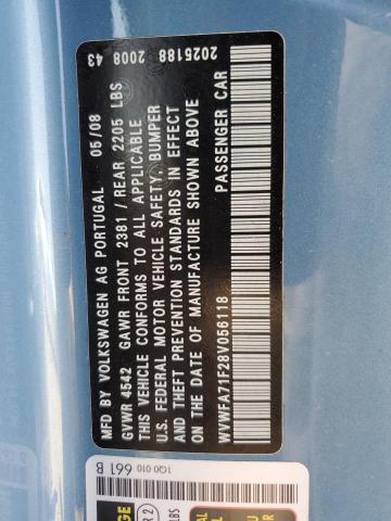 WVWFA71F28V056118 - 2008 VOLKSWAGEN EOS LUX 蓝色 照片 12