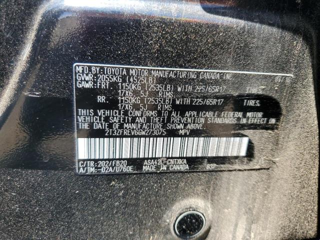 2T3ZFREV6GW273075 - 2016 TOYOTA RAV4 LE BLACK photo 13