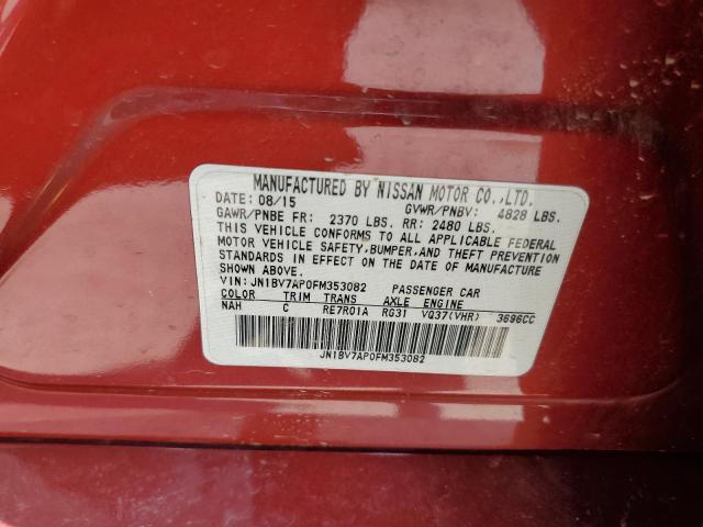 JN1BV7AP0FM353082 - 2015 INFINITI Q50 BASE RED photo 12