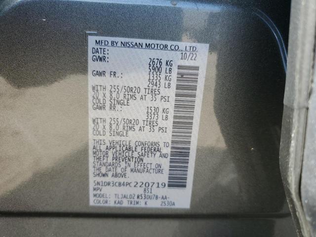 5N1DR3CB4PC220719 - 2023 NISSAN PATHFINDER SL GRAY photo 12