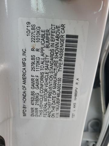 19UUB3F46LA002150 - 2020 ACURA TLX TECHNOLOGY WHITE photo 12