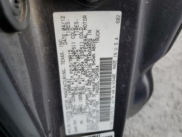 5TFTX4CN3CX017765 - 2012 TOYOTA TACOMA ACCESS CAB İki rəngli foto 12