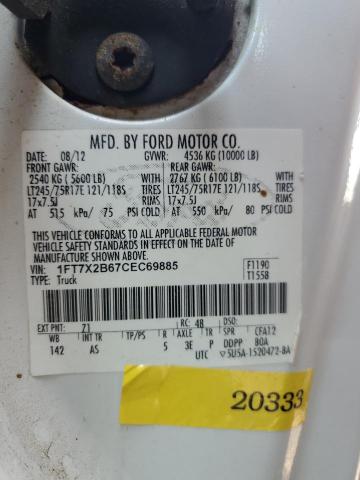 1FT7X2B67CEC69885 - 2012 FORD F250 SUPER DUTY WHITE photo 12