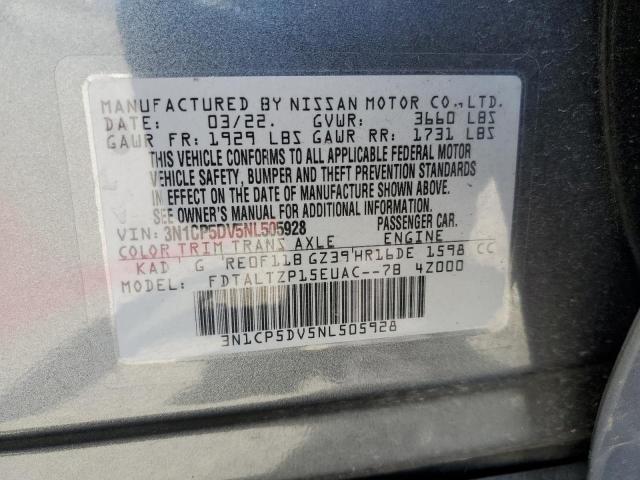 3N1CP5DV5NL505928 - 2022 NISSAN KICKS SR GRAY photo 13