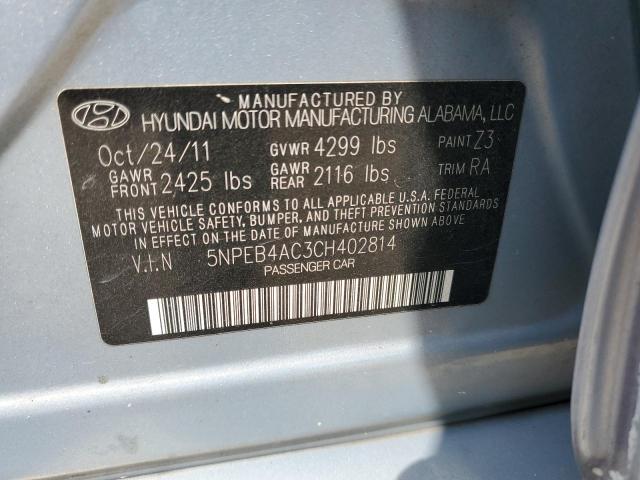 5NPEB4AC3CH402814 - 2012 HYUNDAI SONATA GLS BLUE photo 13