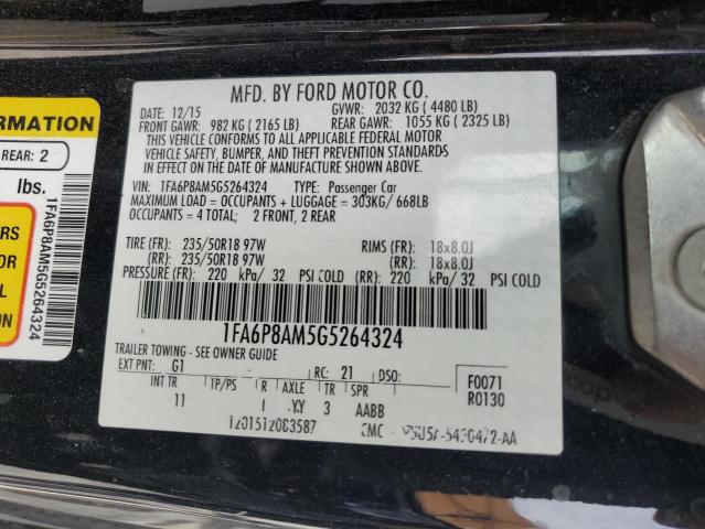 1FA6P8AM5G5264324 - 2016 FORD MUSTANG BLACK photo 13