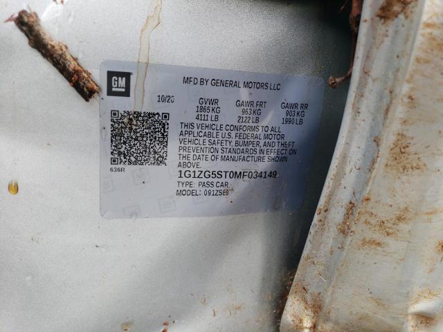 1G1ZG5ST0MF034149 - 2021 CHEVROLET MALIBU RS SILVER photo 12