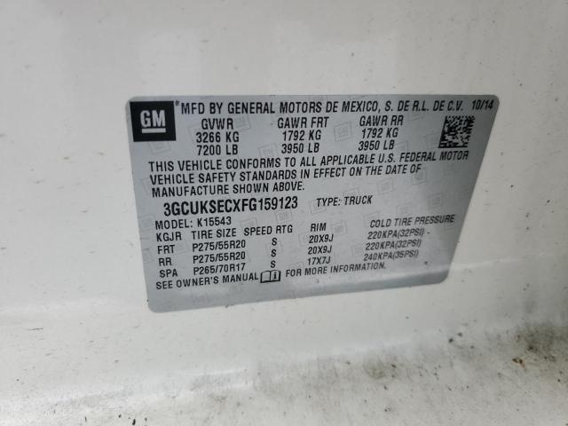 3GCUKSECXFG159123 - 2015 CHEVROLET SILVERADO K1500 LTZ WHITE photo 12